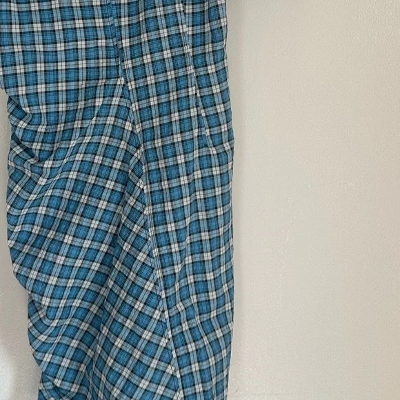 Ganni Check Ruched Seersucker Minidress in Check Azure Blue, - Picture 11 of 11